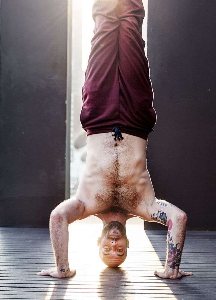 Man Yoga Practice Pose Training Concept