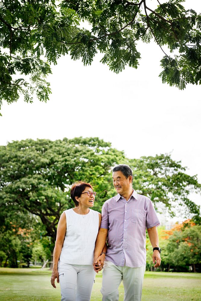 Senior Asian couple in a park
