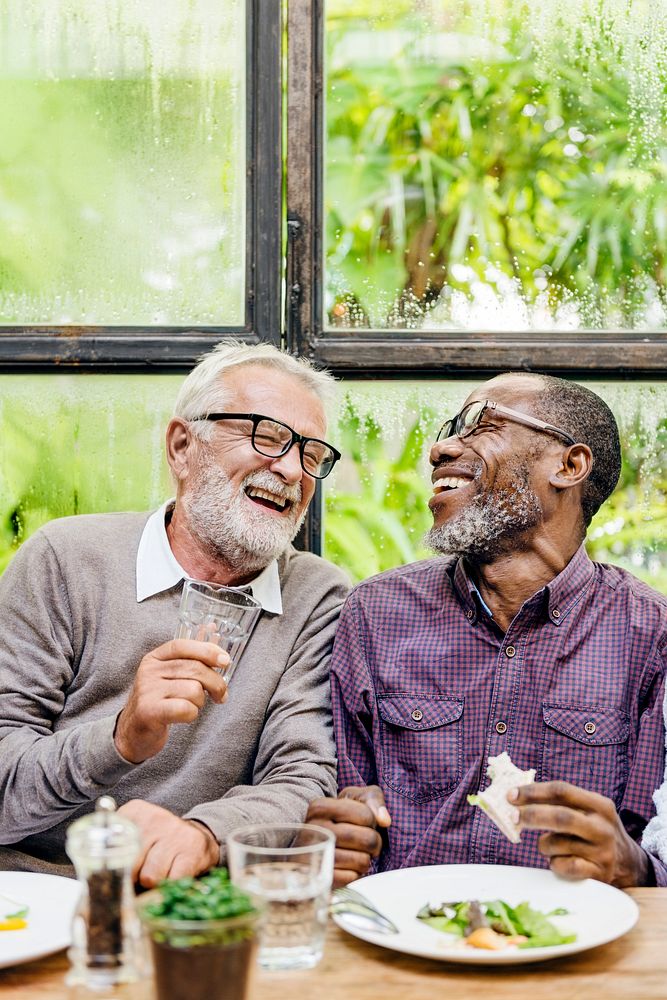 Senior Men Relax Lifestyle Dining Concept