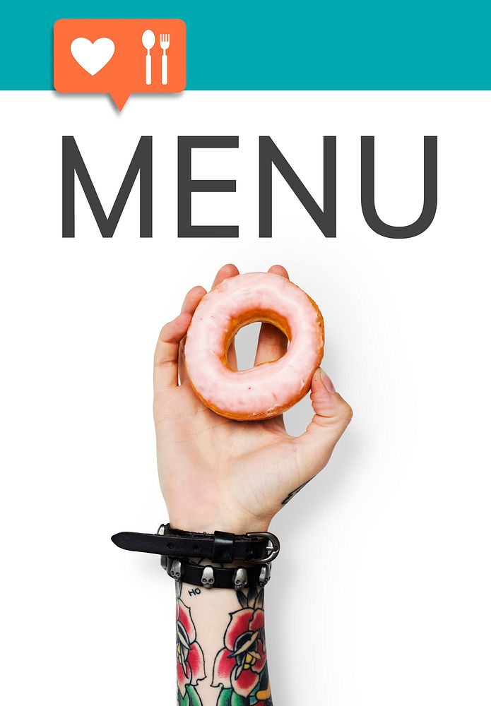 Hand holding donut network graphic overlay background