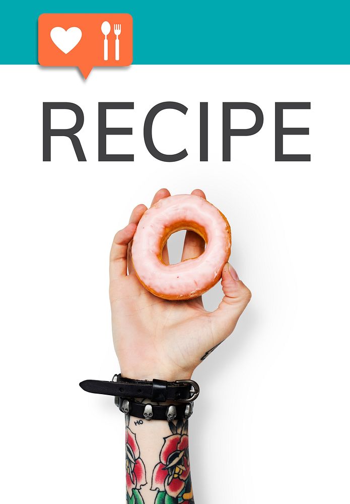 Hand holding donut network graphic overlay background