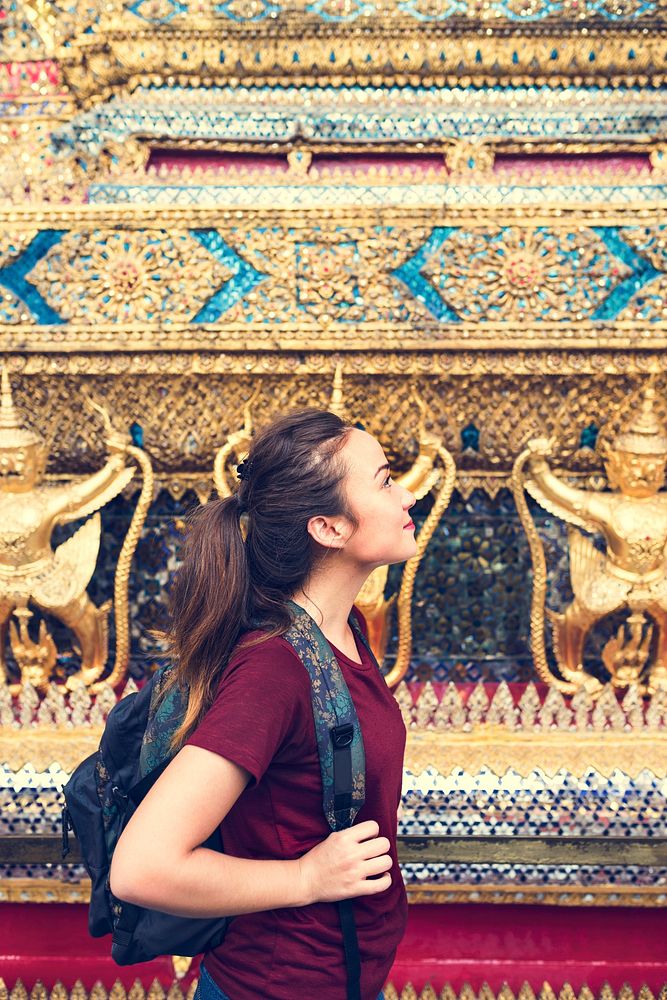 Woman Traveler Thailand Destination Culture Concept