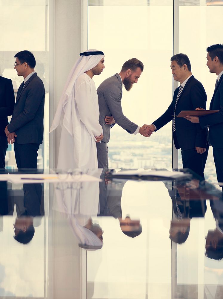 Business Partners Introductionary Handshake Bow