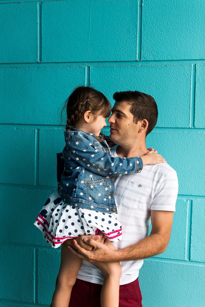 Family Father Daughter Carrying Love Togetherness