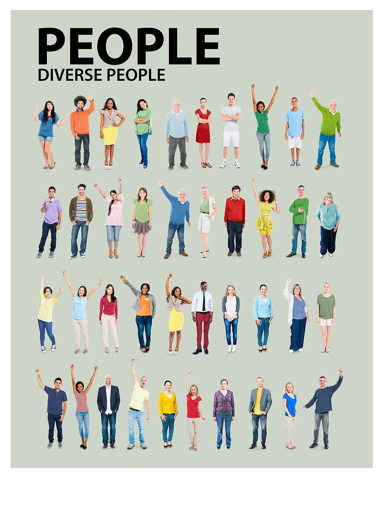 Diverse Group People Standing Arms Raised Concept