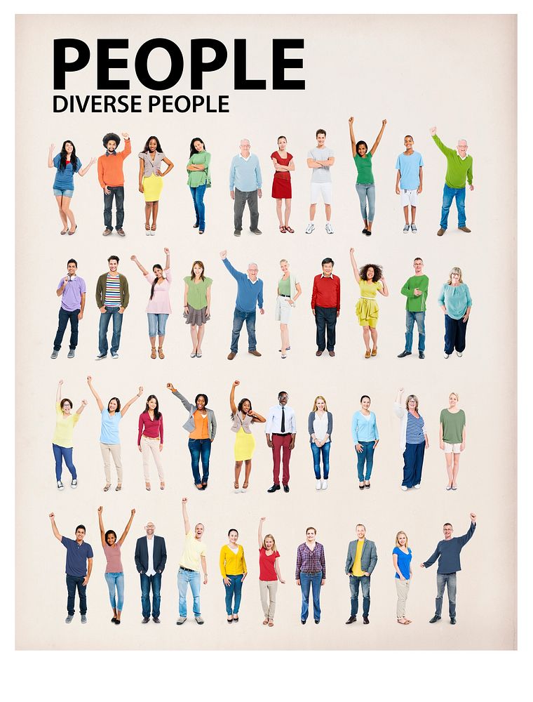 Diverse Group People Standing Arms Raised Concept