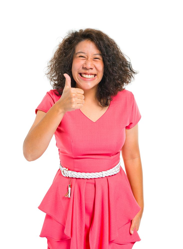 Happy woman giving a thumbs up