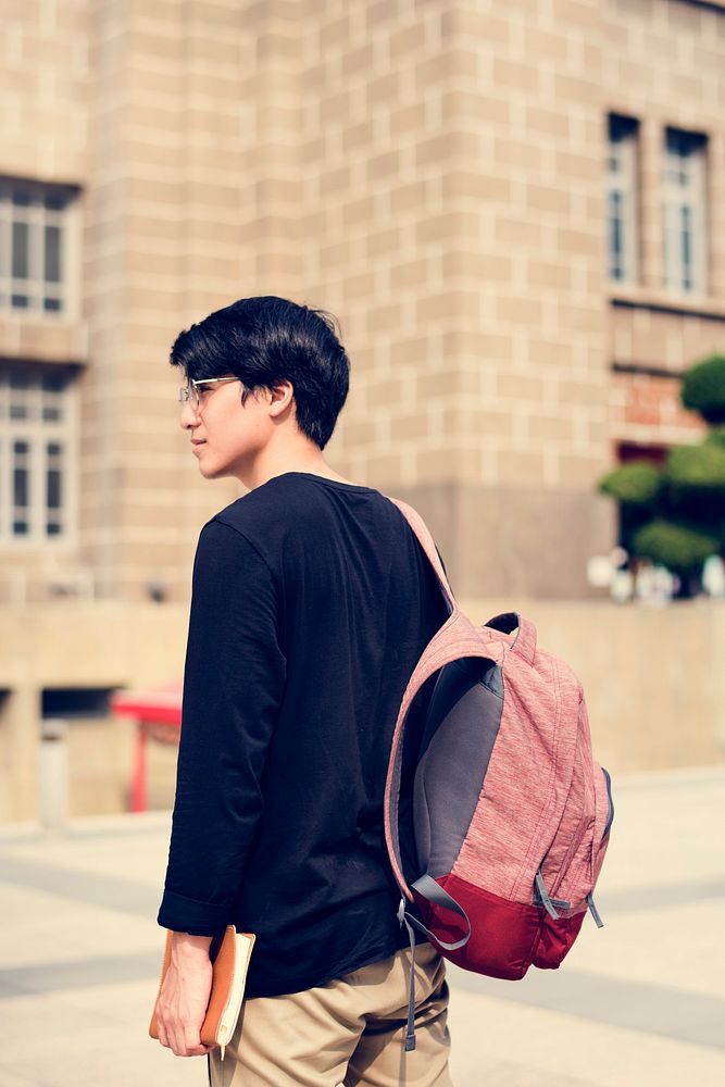 Asian Guy Pose Stand Backpack