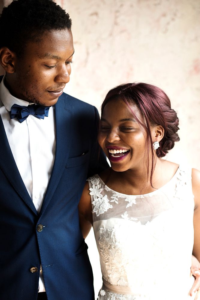 Cheerful African Descent Bride Groom Together