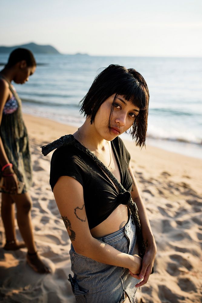 Asian woman at the beach