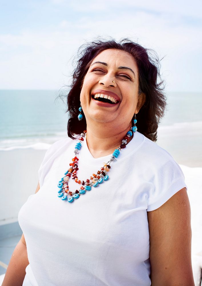 Indian Woman Beach Vacation Lifestyle Portrait Concept