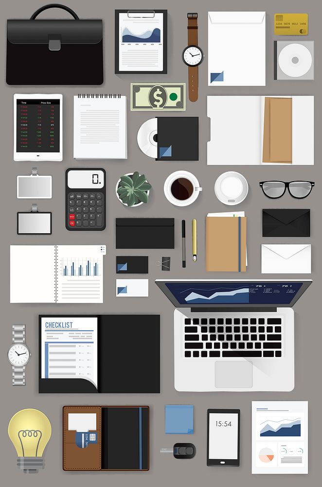 Illustration of business icons set