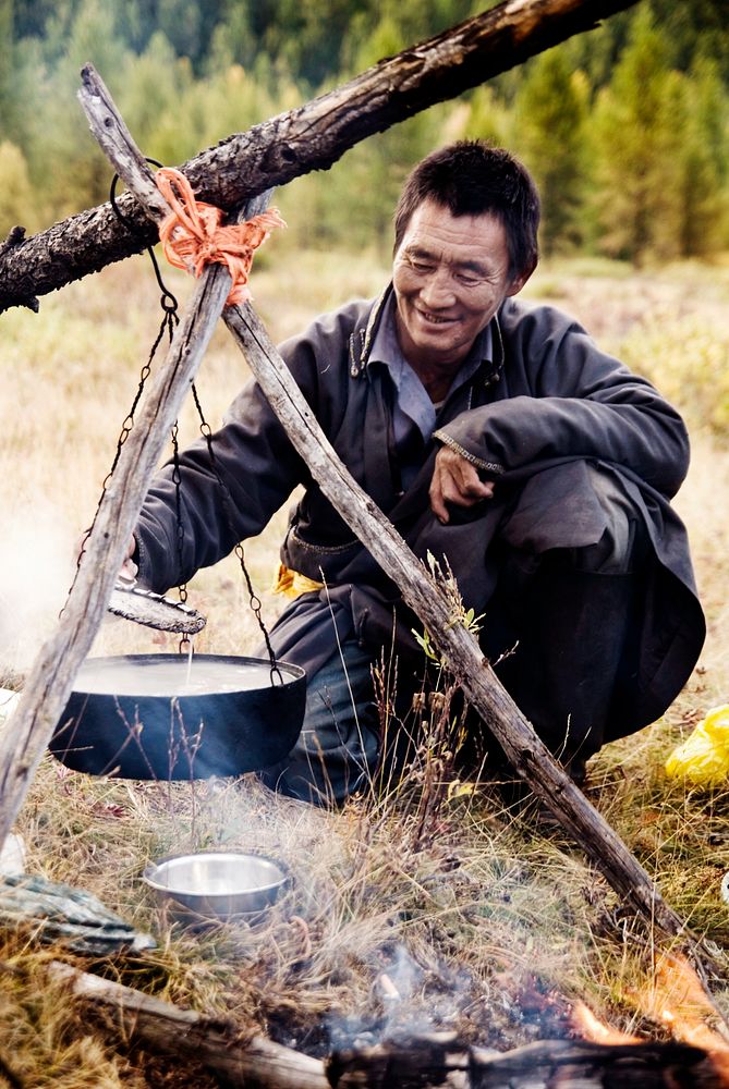 Mongolian man with traditional lifestyles.