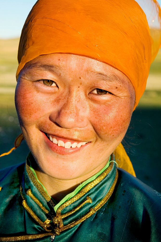 Mongolian woman in a traditional dress