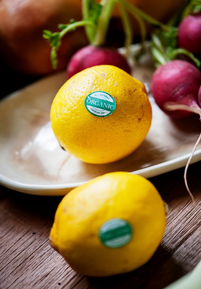 Closeup of fresh organic lemons