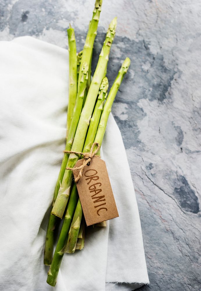 Closeup of fresh organic asparagus vegetable