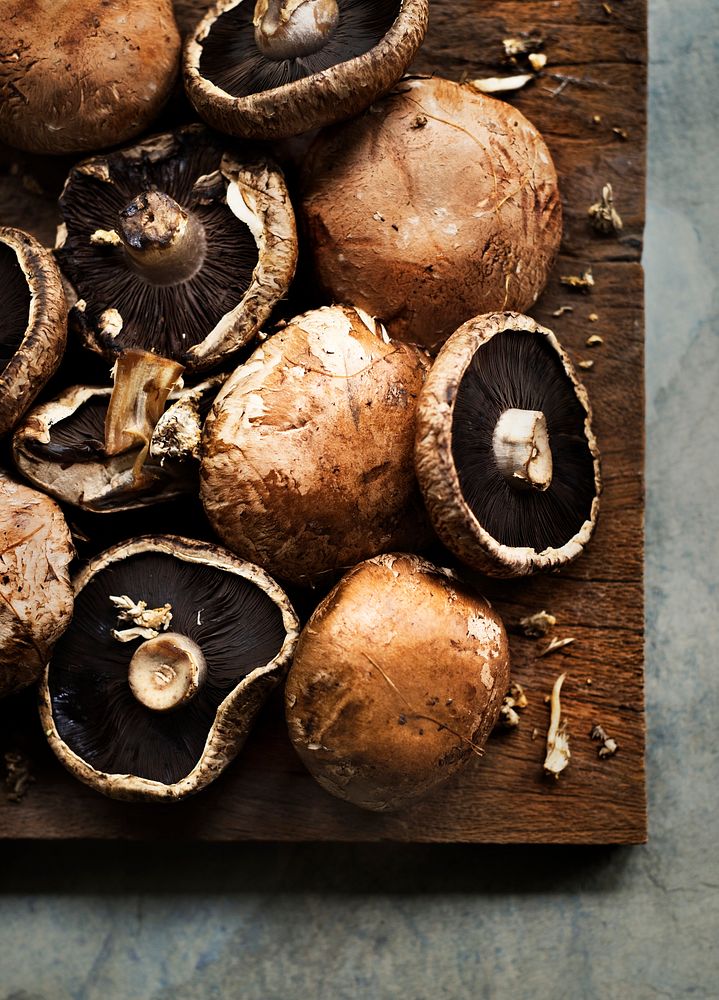 Closeup of fresh organic portabello mushroom