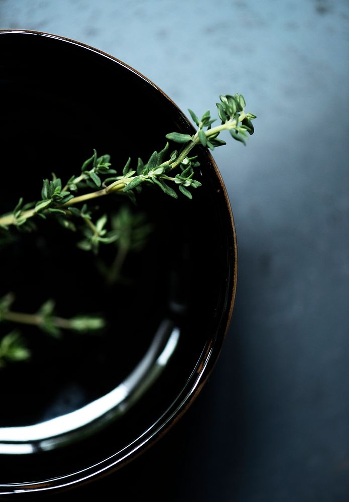 Fresh thyme herb on a dish