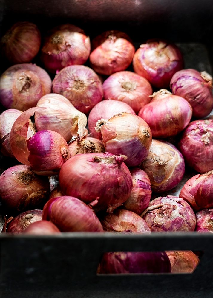 Closeup of red onion produce organic