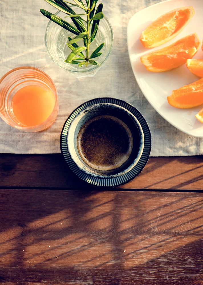 Beverage Orange juice and Coffee Break Relax