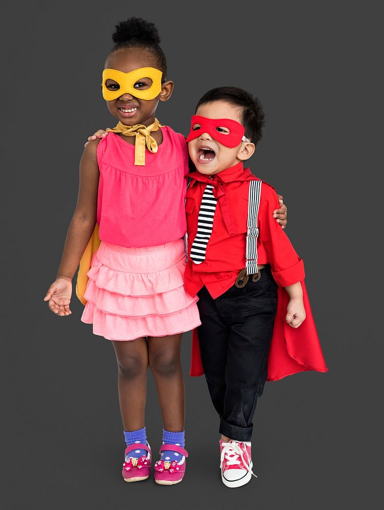 Superhero Boy Girl Costume Carnival Team Concept