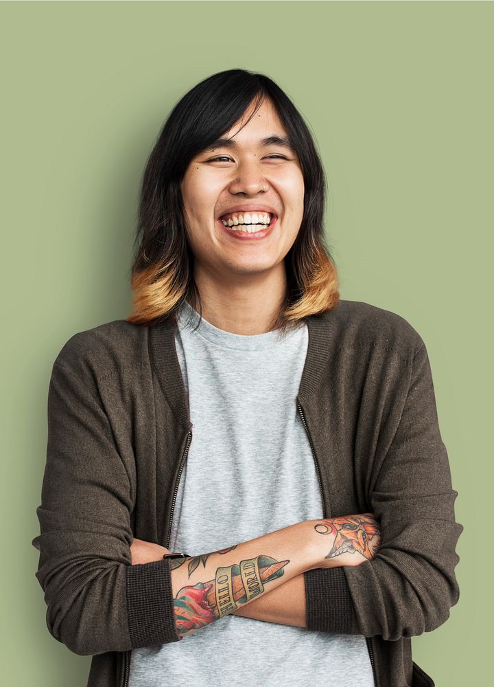 A studio portrait of young Asian man