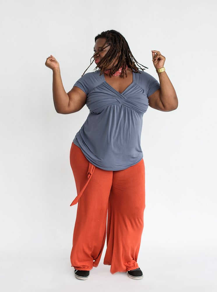 Black woman dancing cheerful portrait