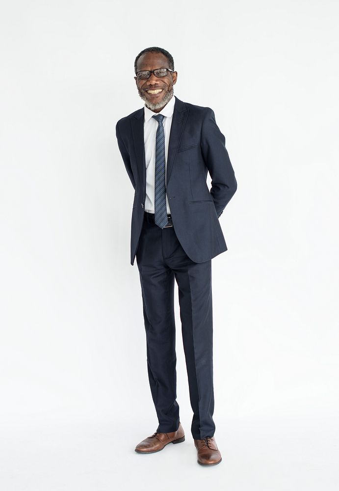 Black business man standing smiling portrait