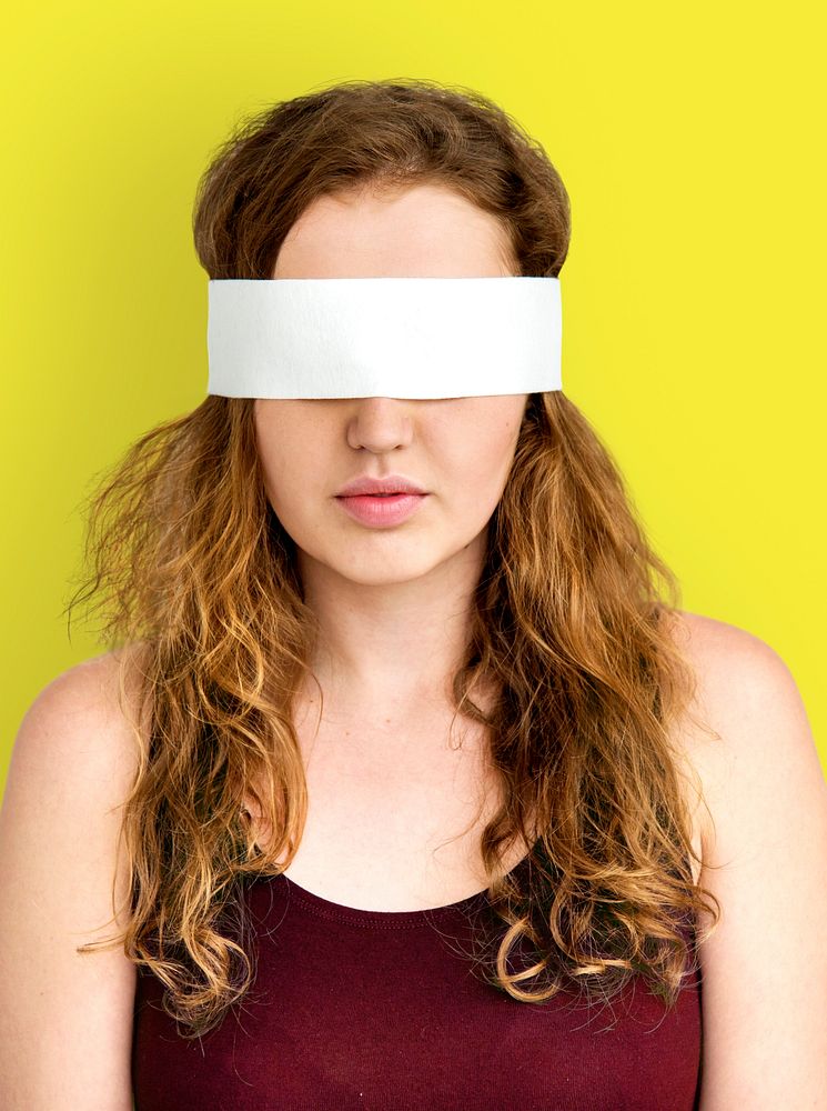 Woman Covering Eyes Blind Concept