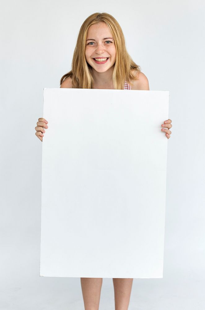 Young Woman Smiling Cheerful Banner Copy Space Concept