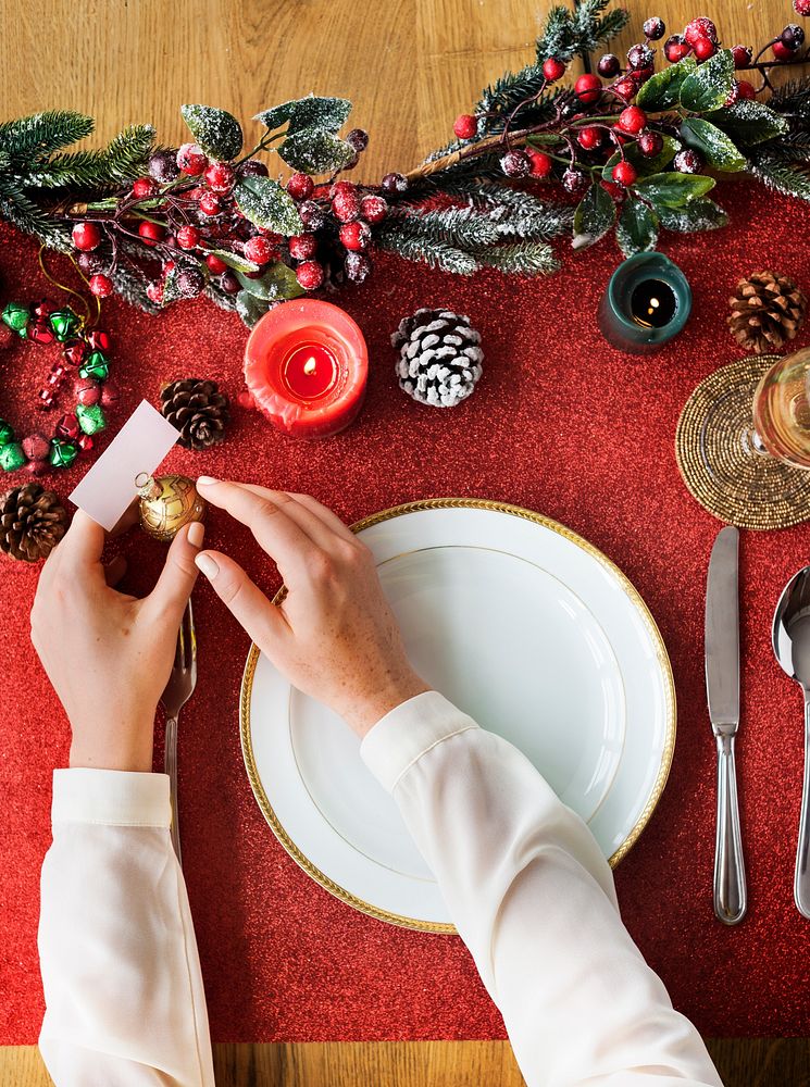 Holiday season dinner table setting