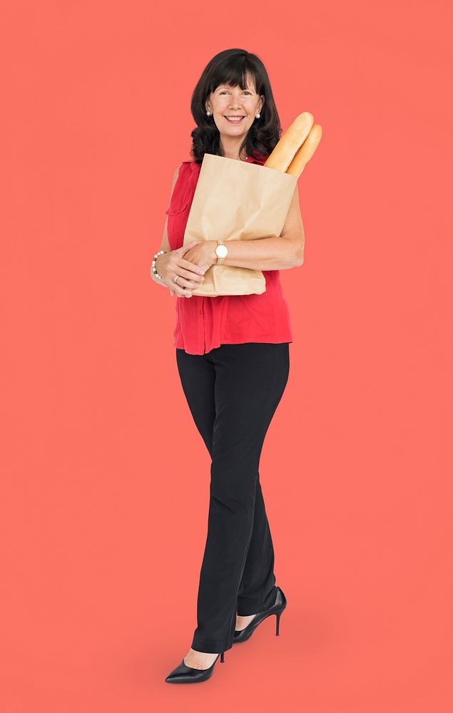 Caucasian Lady Holding French Loaf
