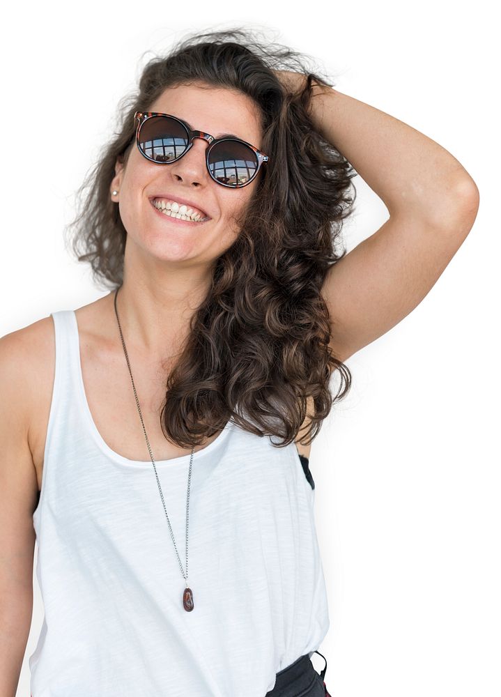 Caucasian Lady Casual Sunglasses Concept