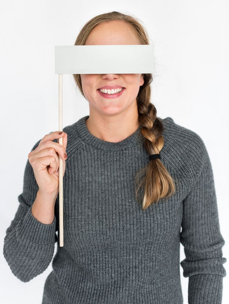 Woman Cover Eye Portrait Concept