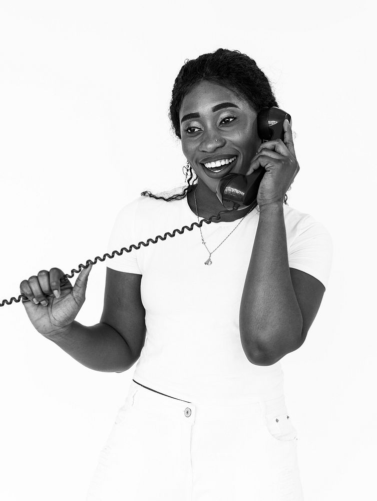 African Descent Female Calling Phone Concept