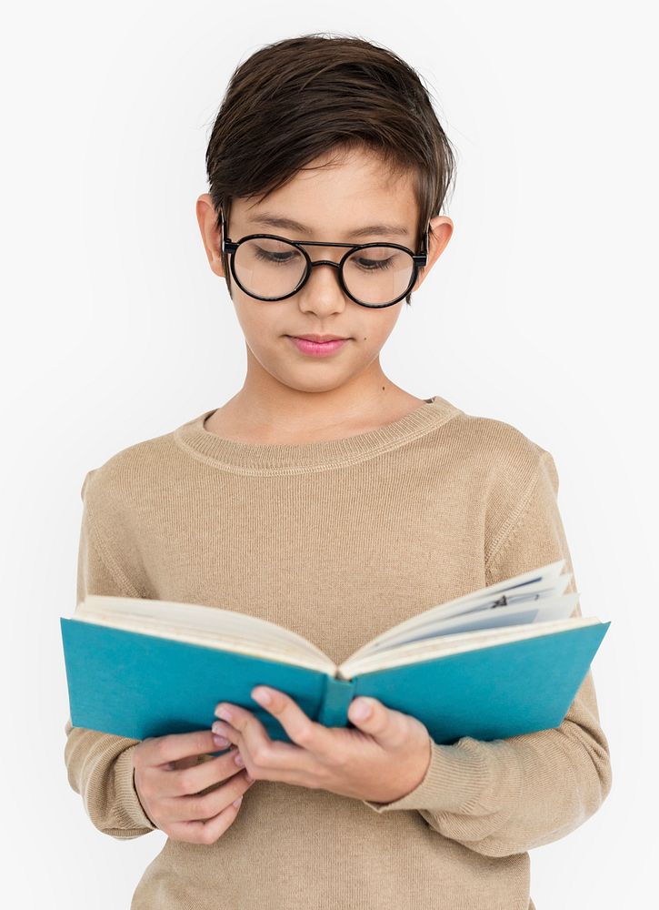 Little Boy Kid Adorable Cute Book Education Portrait Concept