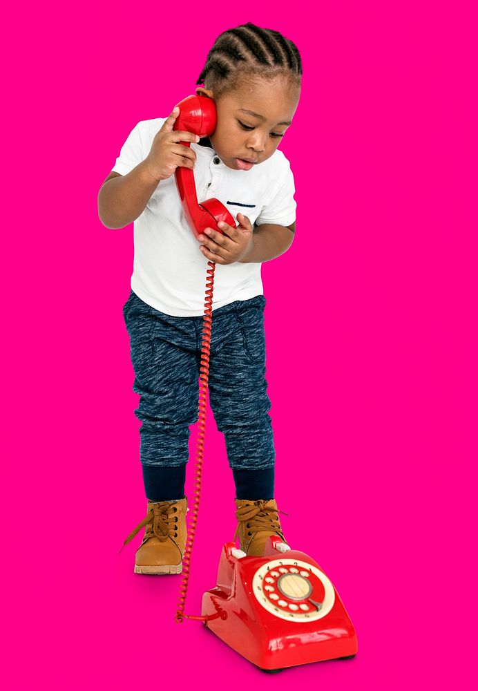 Little Girl Red Telephone Concept