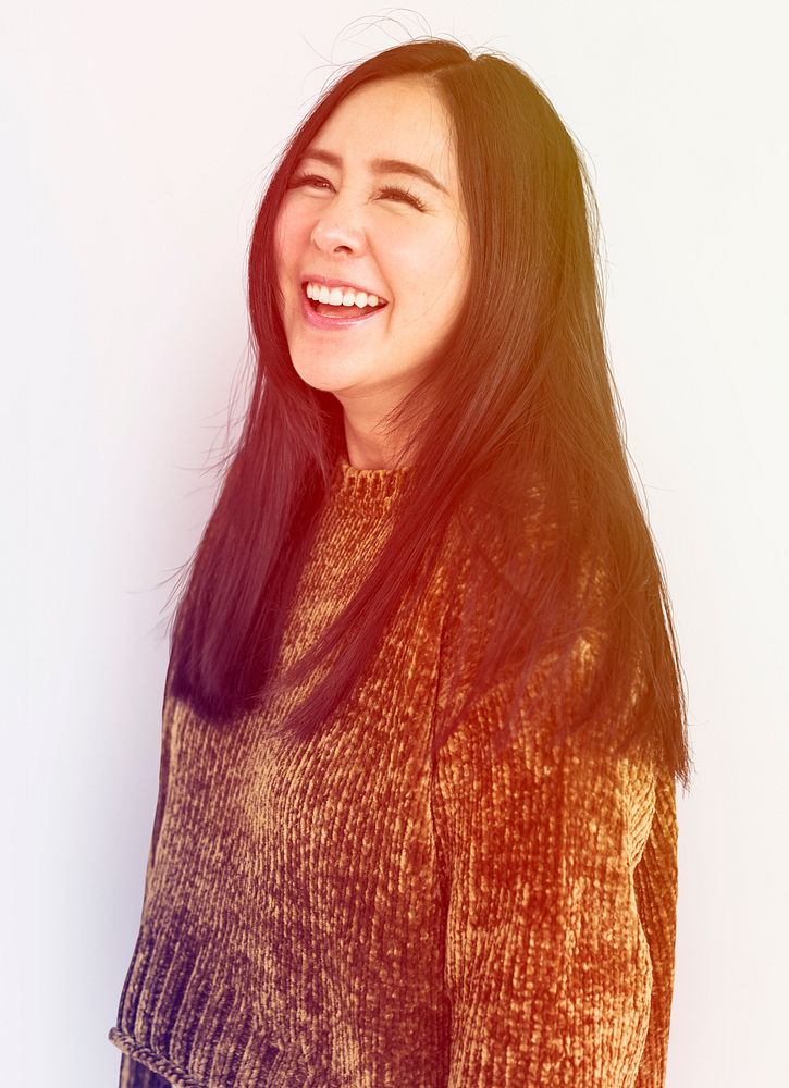 Asian Woman Smile Face Expression Studio Portrait