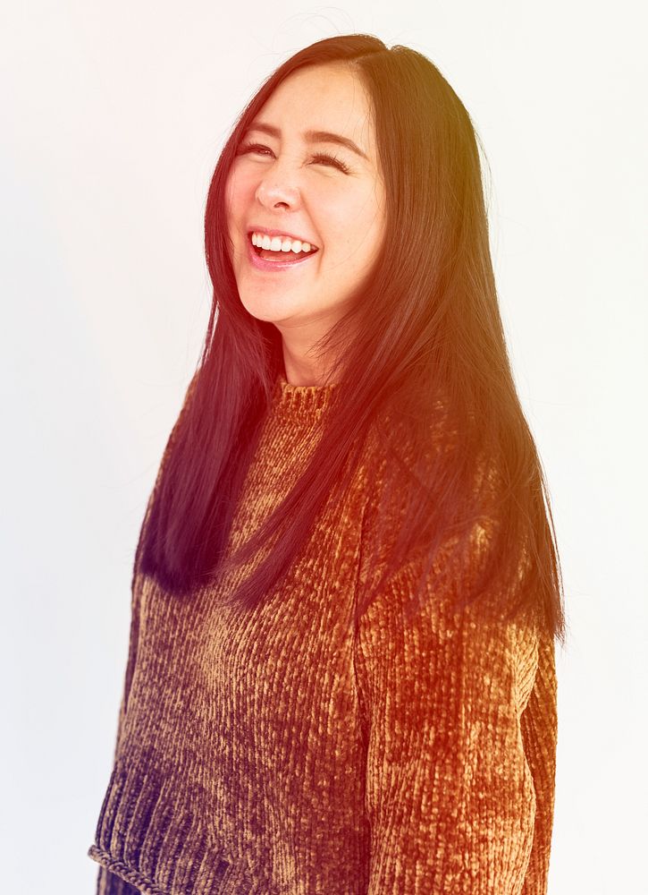 Asian Woman Smile Face Expression Studio Portrait