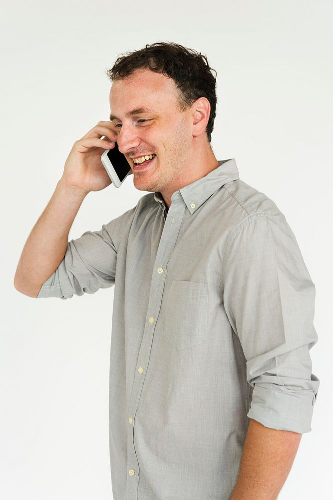 Cheerful Male Smartphone Call Concept