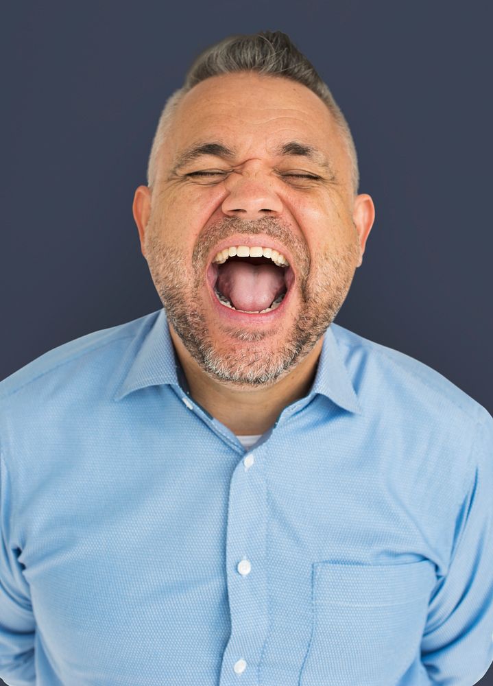 Adult Man Laughing Studio Concept