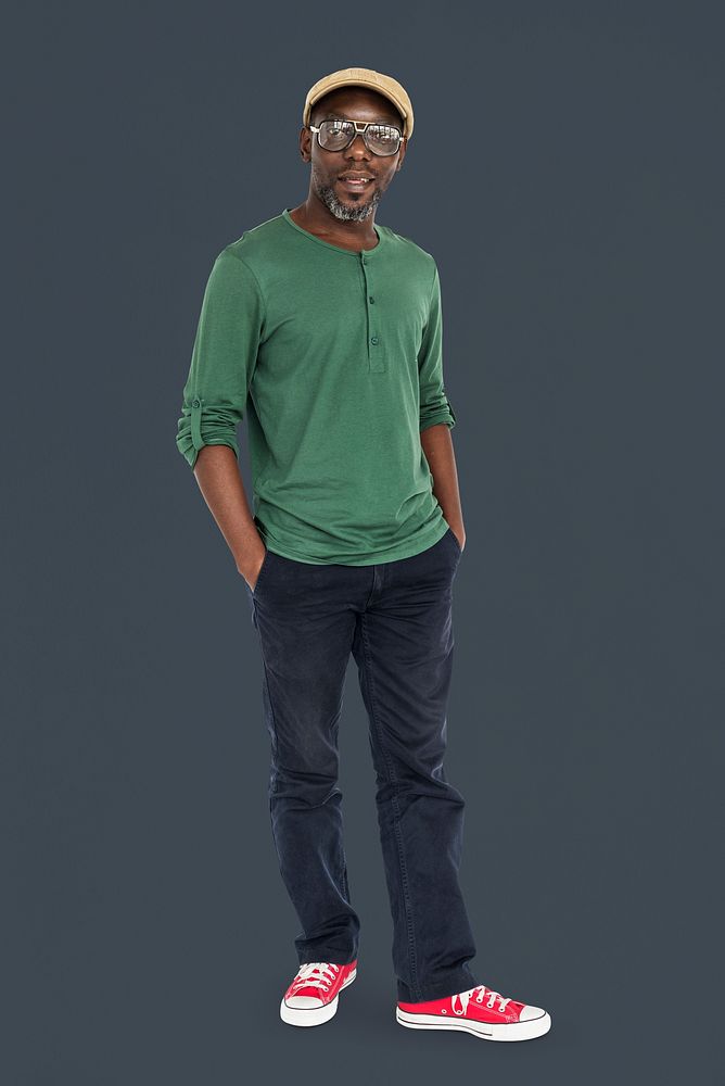 Old-Fashioned African Man Casual Cheerful Concept