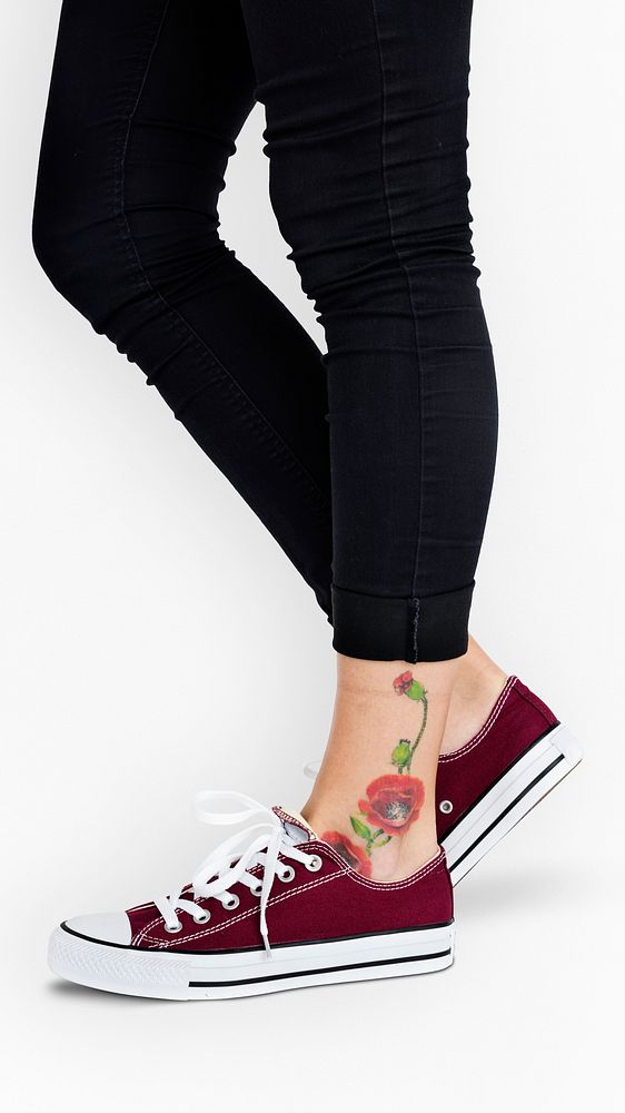 Ankle Flowers Tattoo Women Concept