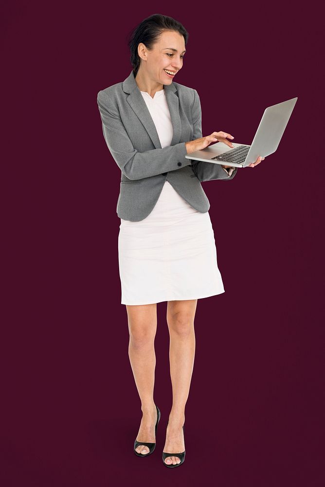 Businesswoman Smilng Happiness Laptop Technology Concept