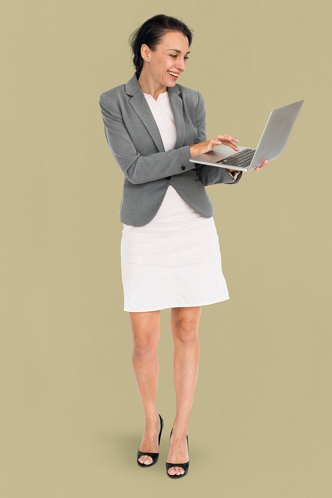 Businesswoman Smilng Happiness Laptop Technology Concept