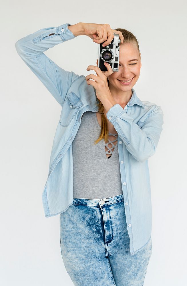 Woman Smiling Happiness Camera Portrait Concept