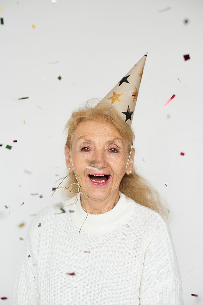 Senior Adult Woman Happiness Party Celebration Concept