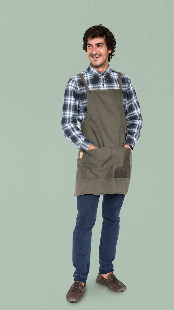 Caucasian Man Apron Cheerful Concept