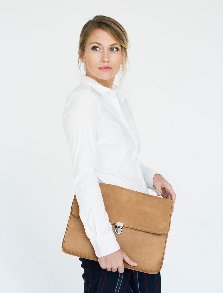 Business Lady Carry Briefcase Folder Concept