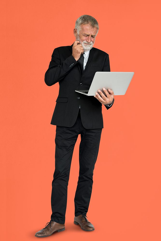 Caucasian Business Man Frustrated Laptop Concept